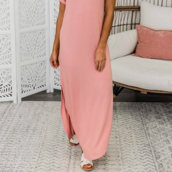 LAST ONE! Knit V-Neck  Maxi Tee Dress Loungewear - Picture 7 of 7